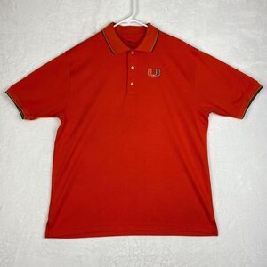 PGA Tour Miami Hurricanes Polo Shirt Mens Extra Large Orange Short Sleeve Golf